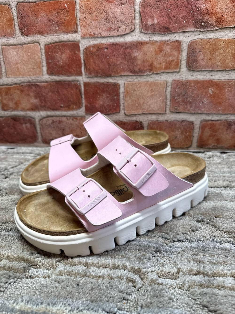 Papillio Pink Dual-Buckle Platform Sandals
